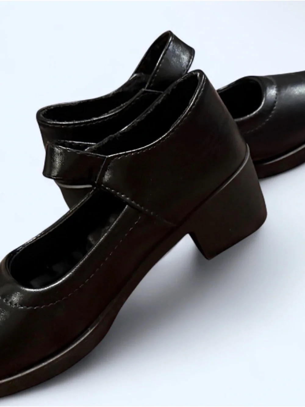 Classic Black Mary Jane Heels - Women's Elegant Strap Shoes
